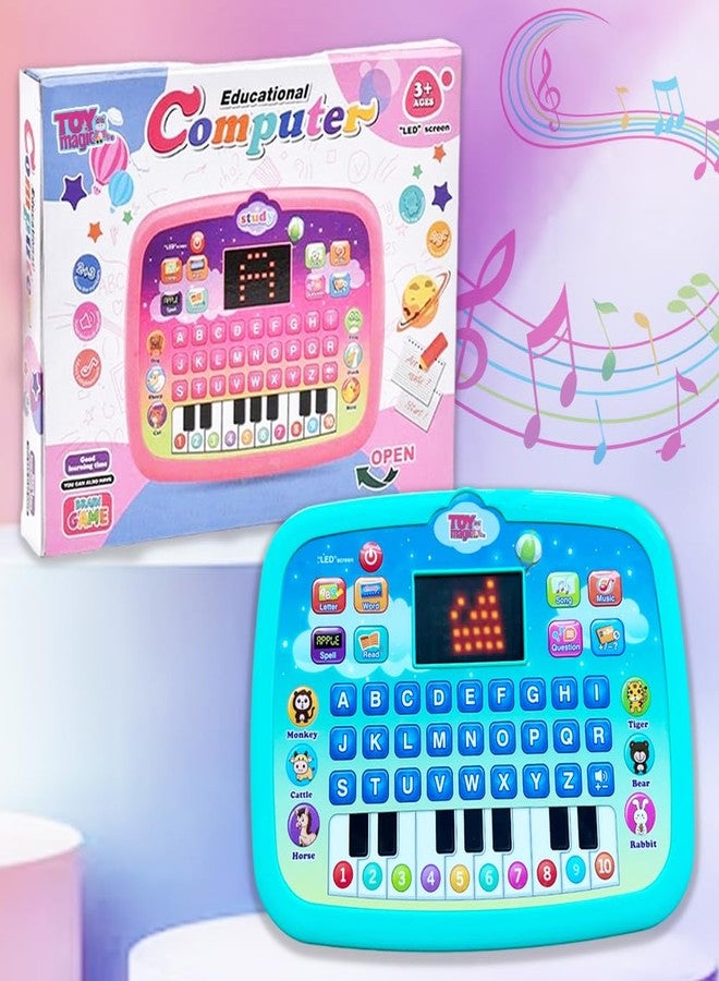 ToyMagic Educational Learning Tablet for Toddler|Kids Laptop Tablet Computer Plus Piano|Led Screen Teach Alphabet Numbers Word Music Math|,Multicolor - Image 1